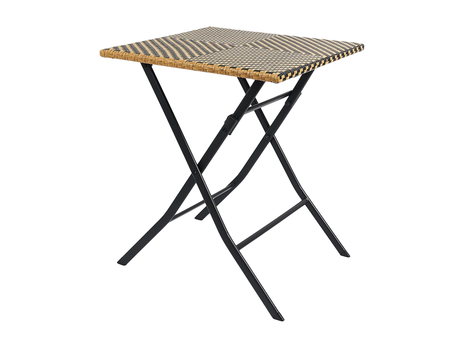 Table Pliante Tressee Noir Et Naturel Marron, Noir