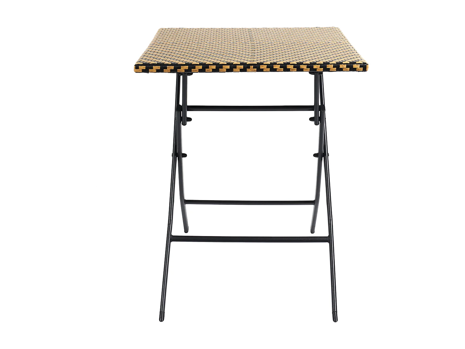 Table Pliante Tressee Noir Et Naturel Marron, Noir