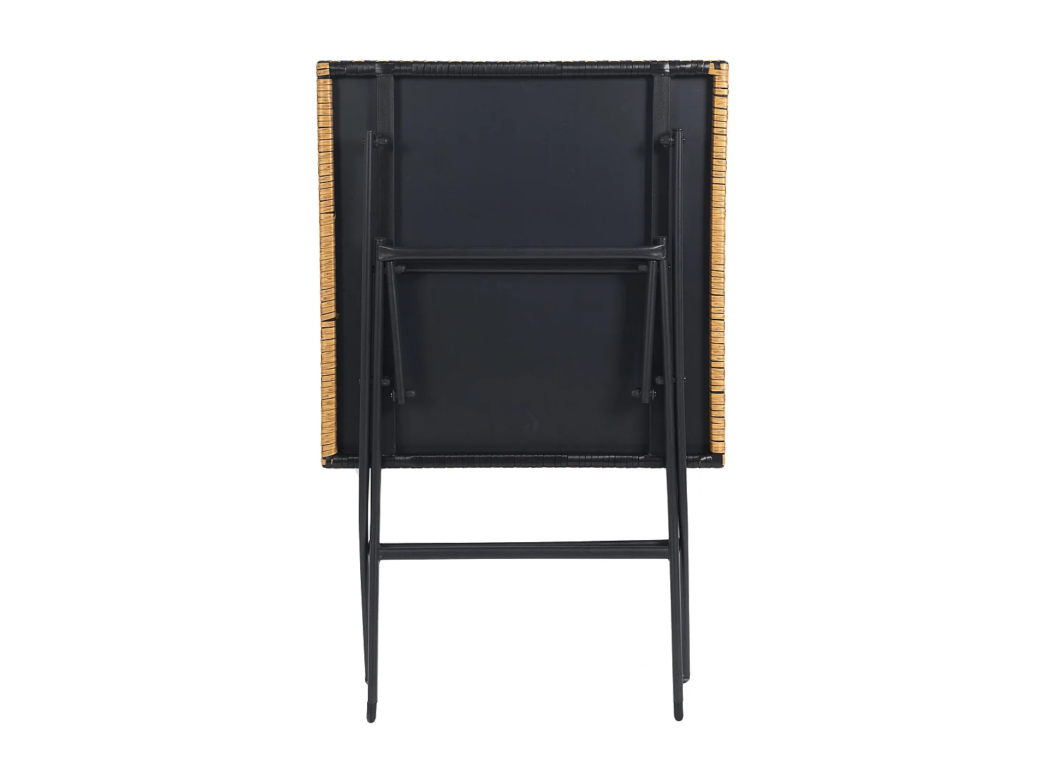 Table Pliante Tressee Noir Et Naturel Marron, Noir