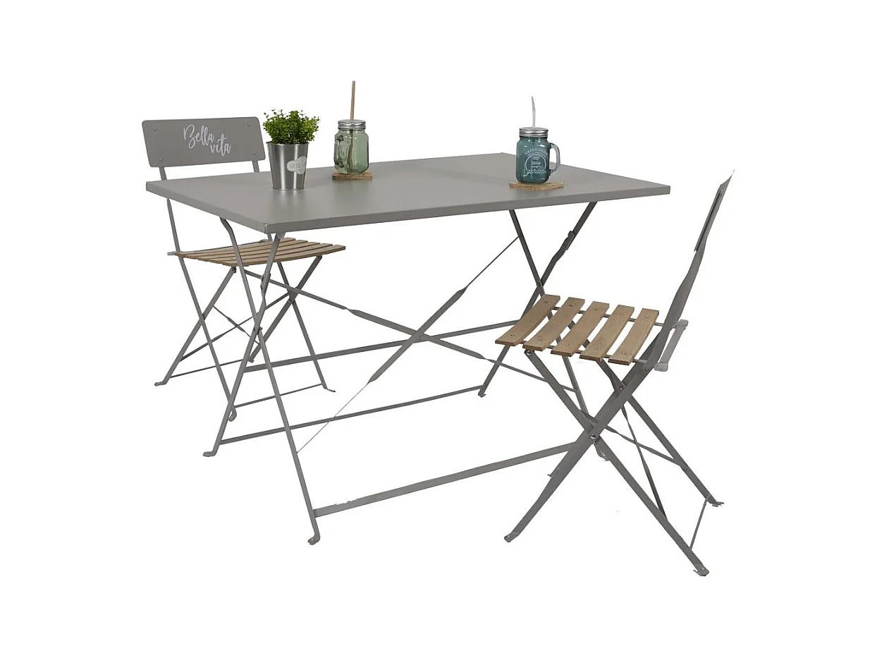 Table Repas Pliante Palerme Taupe 110x70x71cm Gris