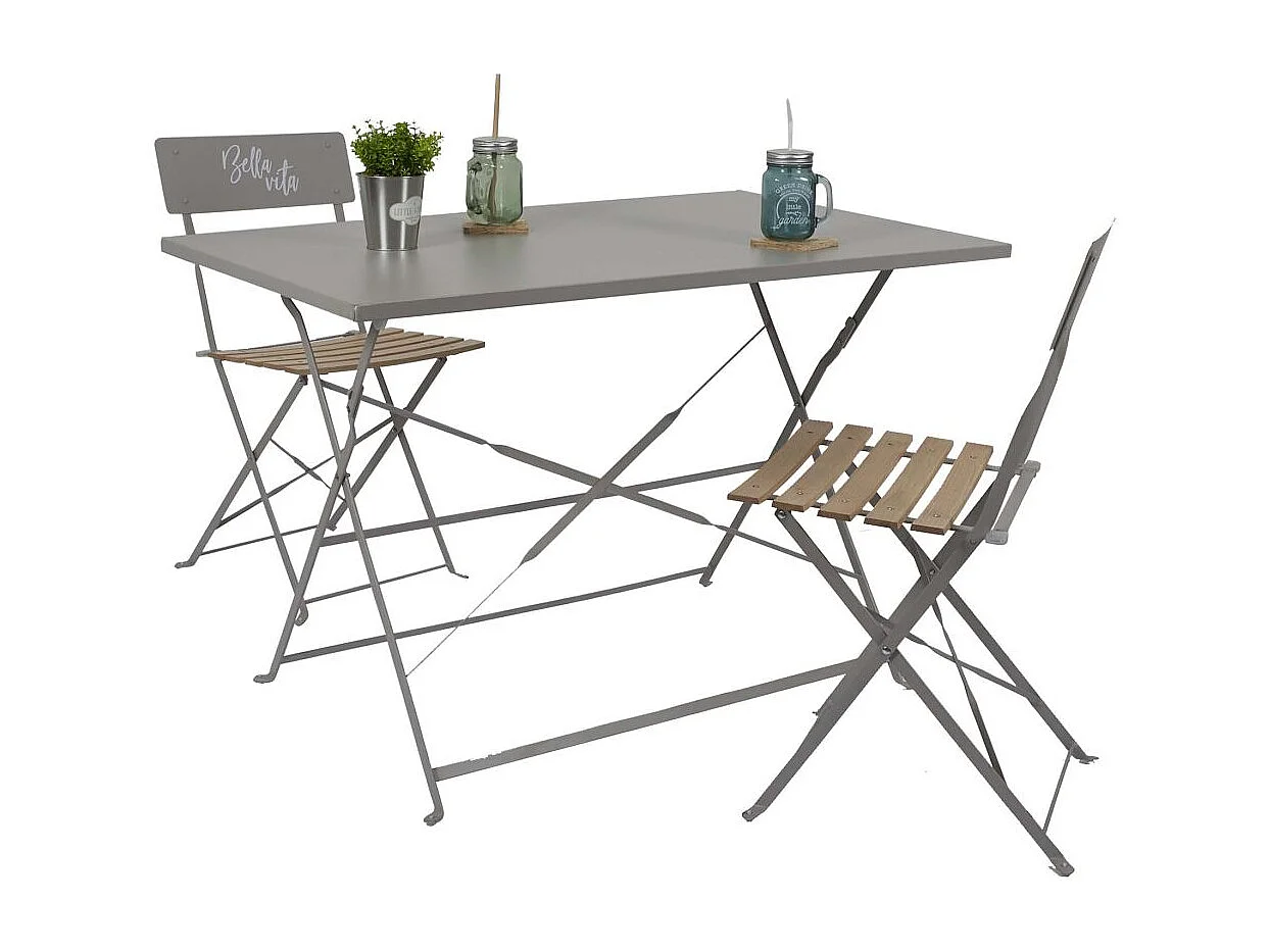 Table Repas Pliante Palerme Taupe 110x70x71cm Gris