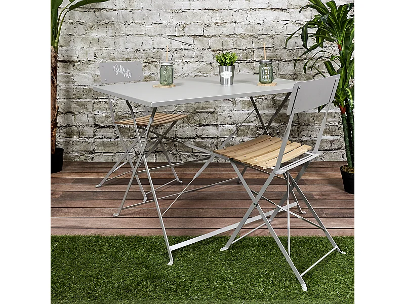 Table Repas Pliante Palerme Taupe 110x70x71cm Gris