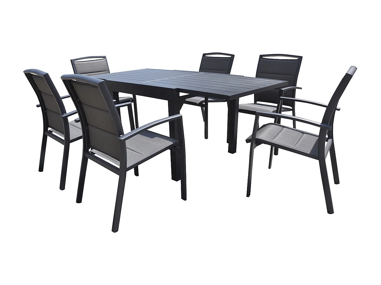 Table Modulo 6/10 personnes structure et plateau en aluminium gris anthracite