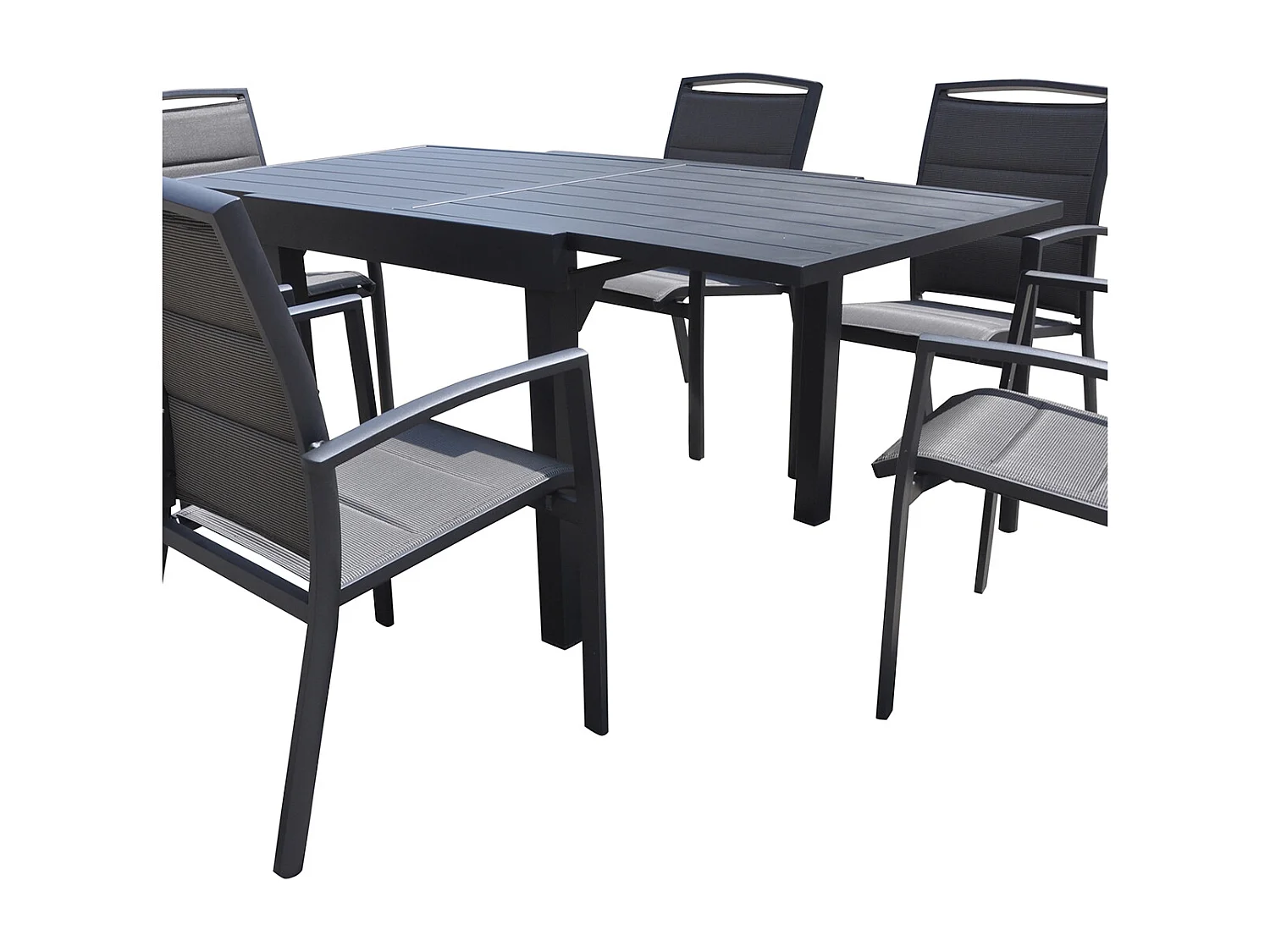 Table Modulo 6/10 personnes structure et plateau en aluminium gris anthracite