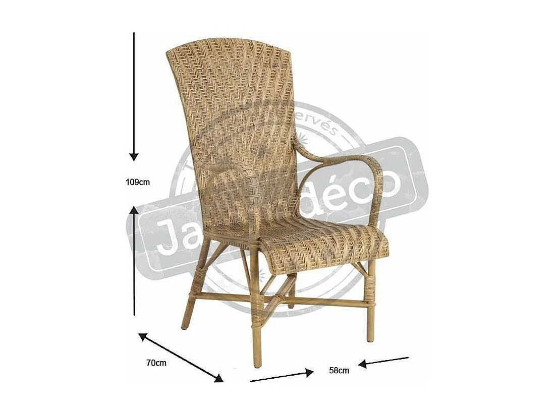 Fauteuil en manau et lame de rotin antique