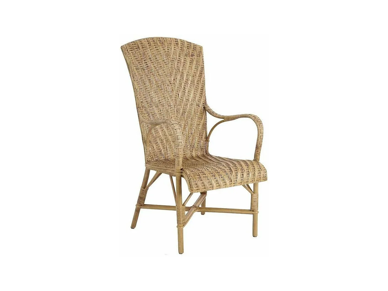 Fauteuil en manau et lame de rotin antique