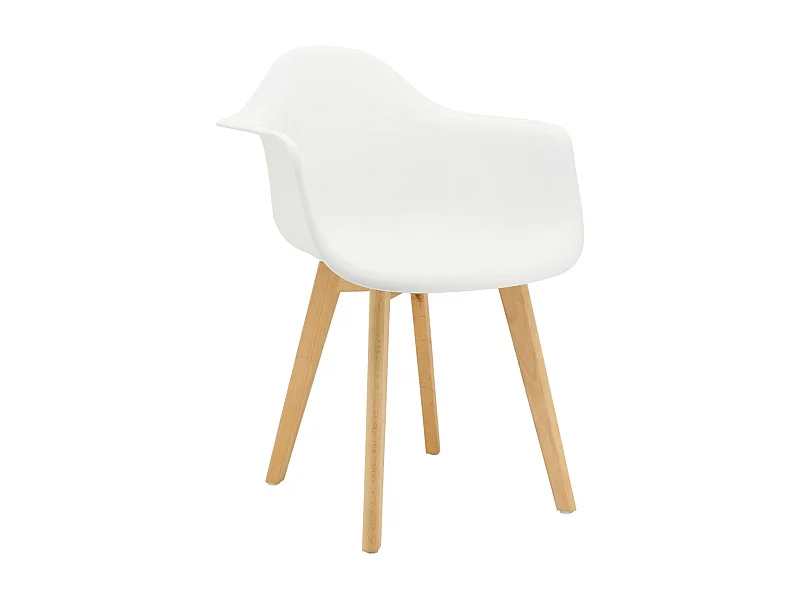 Fauteuil en polypropylène et bois de hêtre Blanc