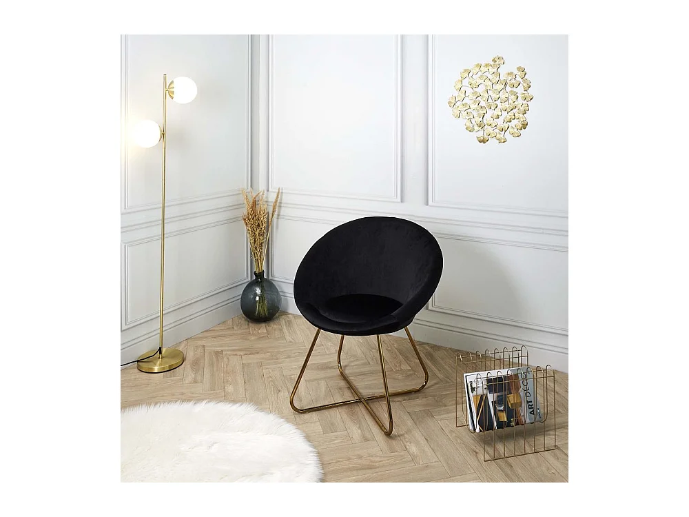 Fauteuil Design Velours "Karl" 83cm Noir
