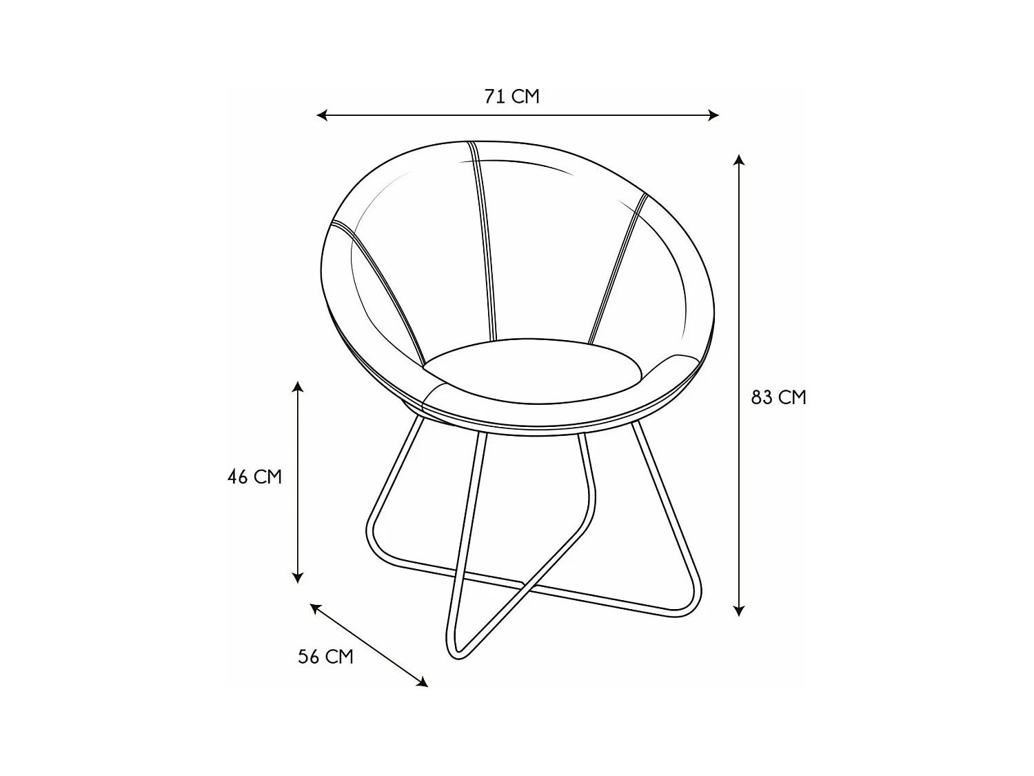 Fauteuil Design Velours "Karl" 83cm Noir