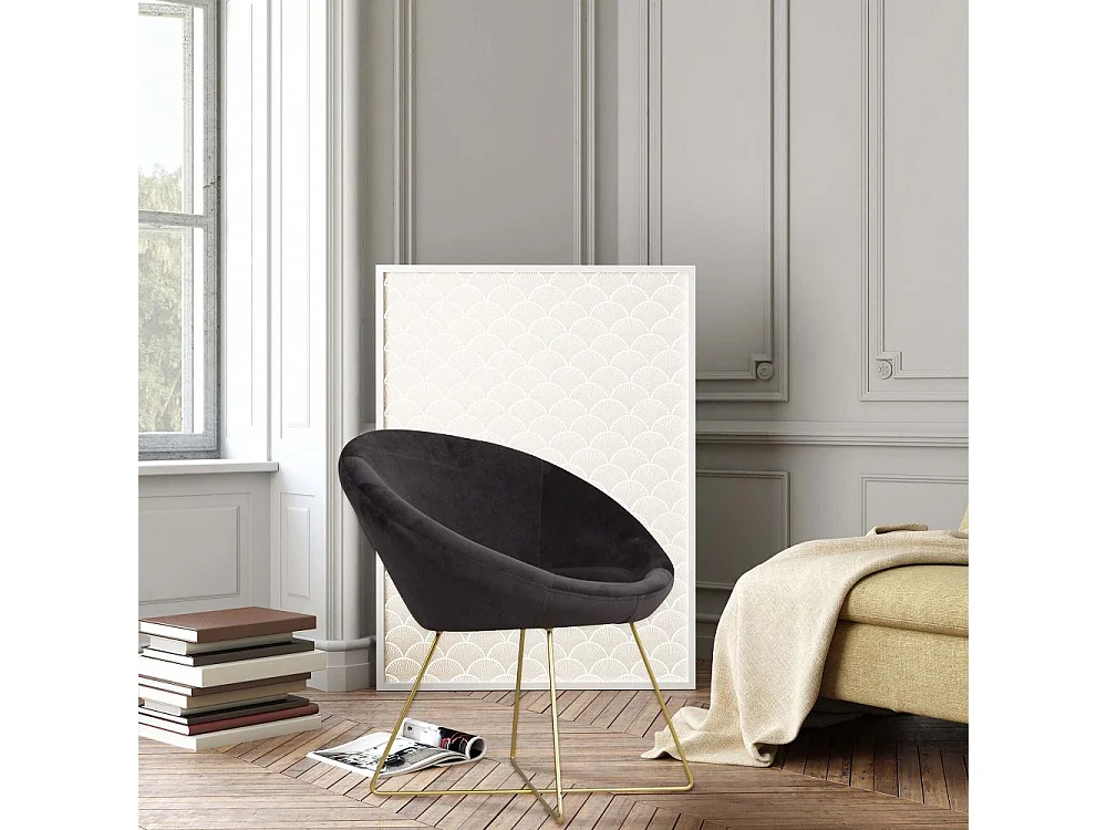 Fauteuil Design Velours "Karl" 83cm Noir