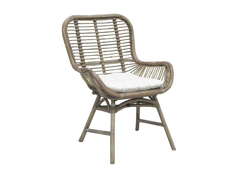 Fauteuil en rotin teinté gris