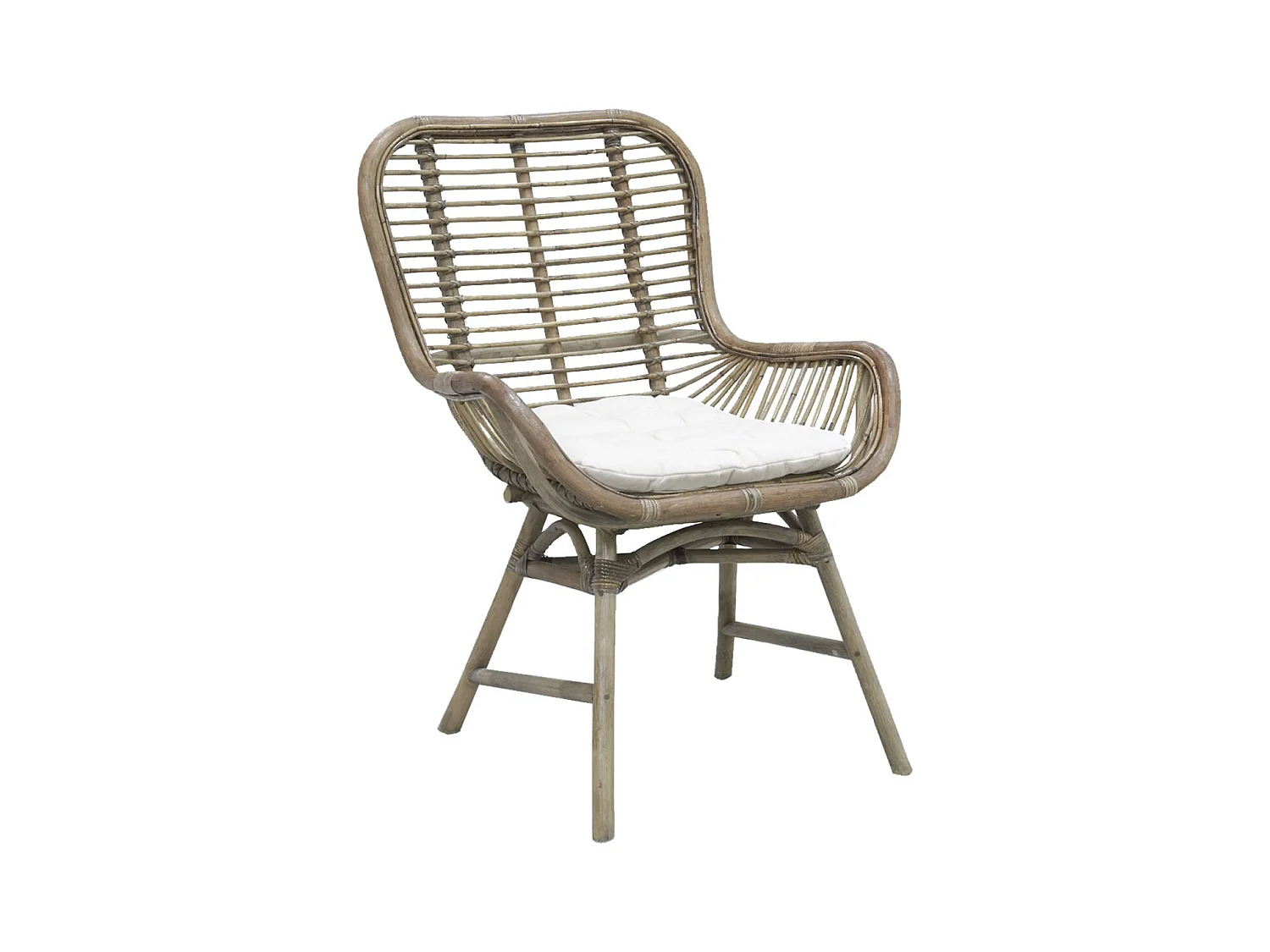 Fauteuil en rotin teinté gris