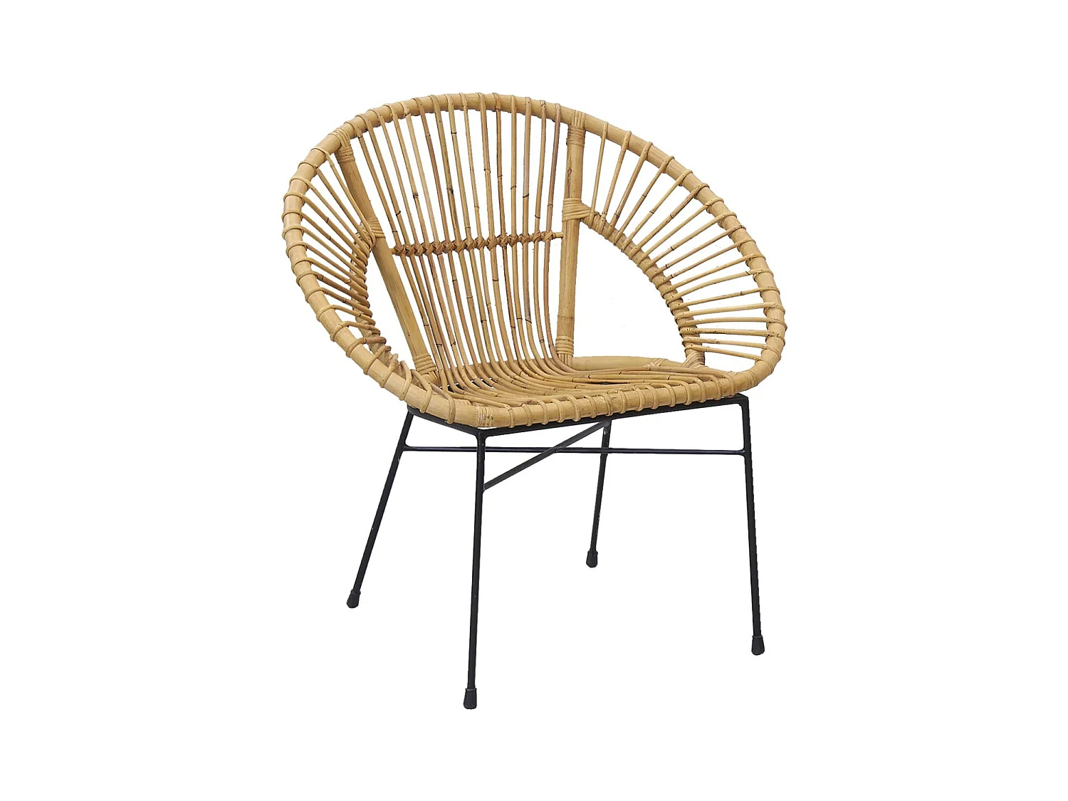 Fauteuil en rotin naturel et métal