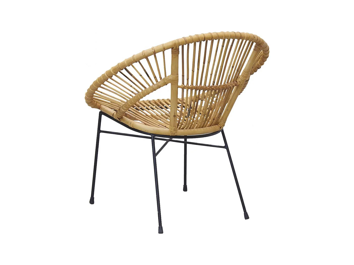 Fauteuil en rotin naturel et métal