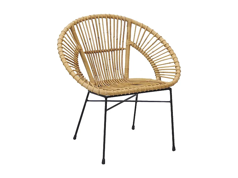 Fauteuil en rotin naturel et métal