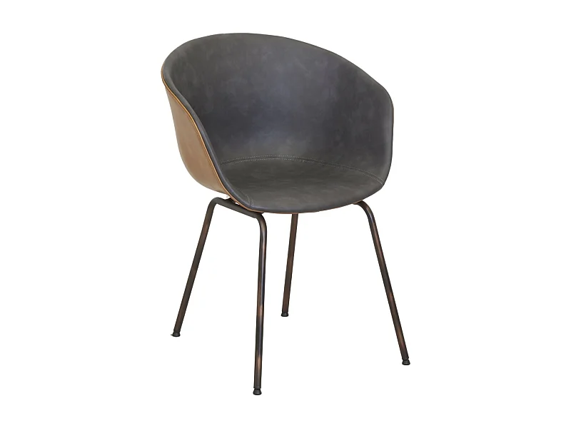 Fauteuil en polyuréthane camel et gris