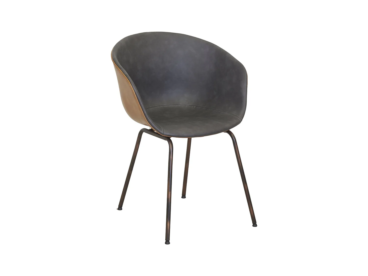 Fauteuil en polyuréthane camel et gris