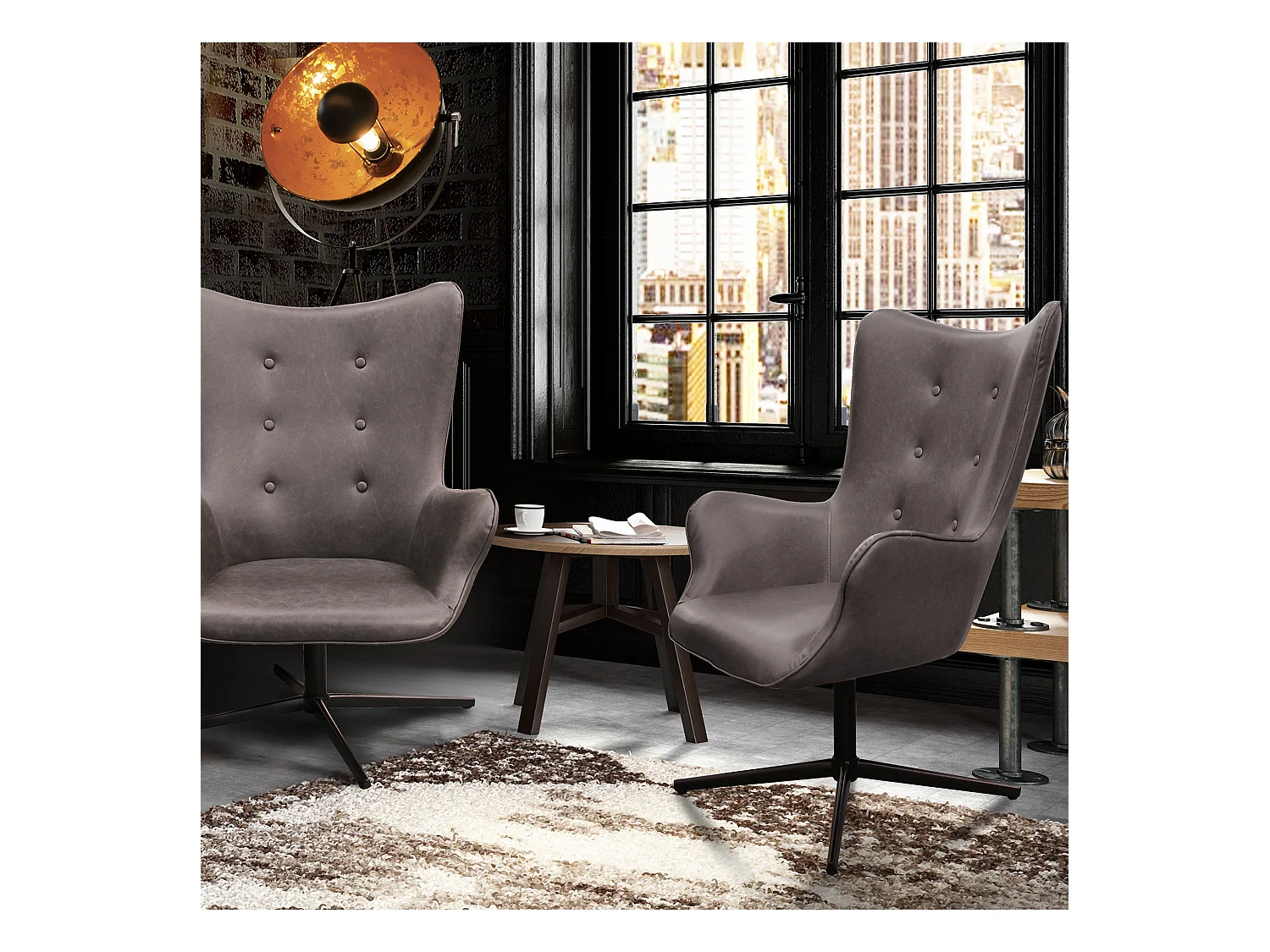 Fauteuil Helsinki Pu Gris Gris