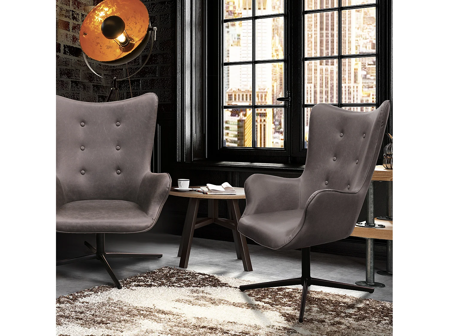 Fauteuil Helsinki Pu Gris Gris