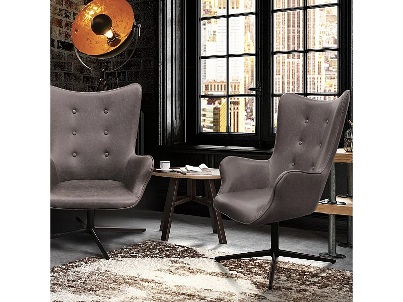 Fauteuil Helsinki Pu Gris Gris