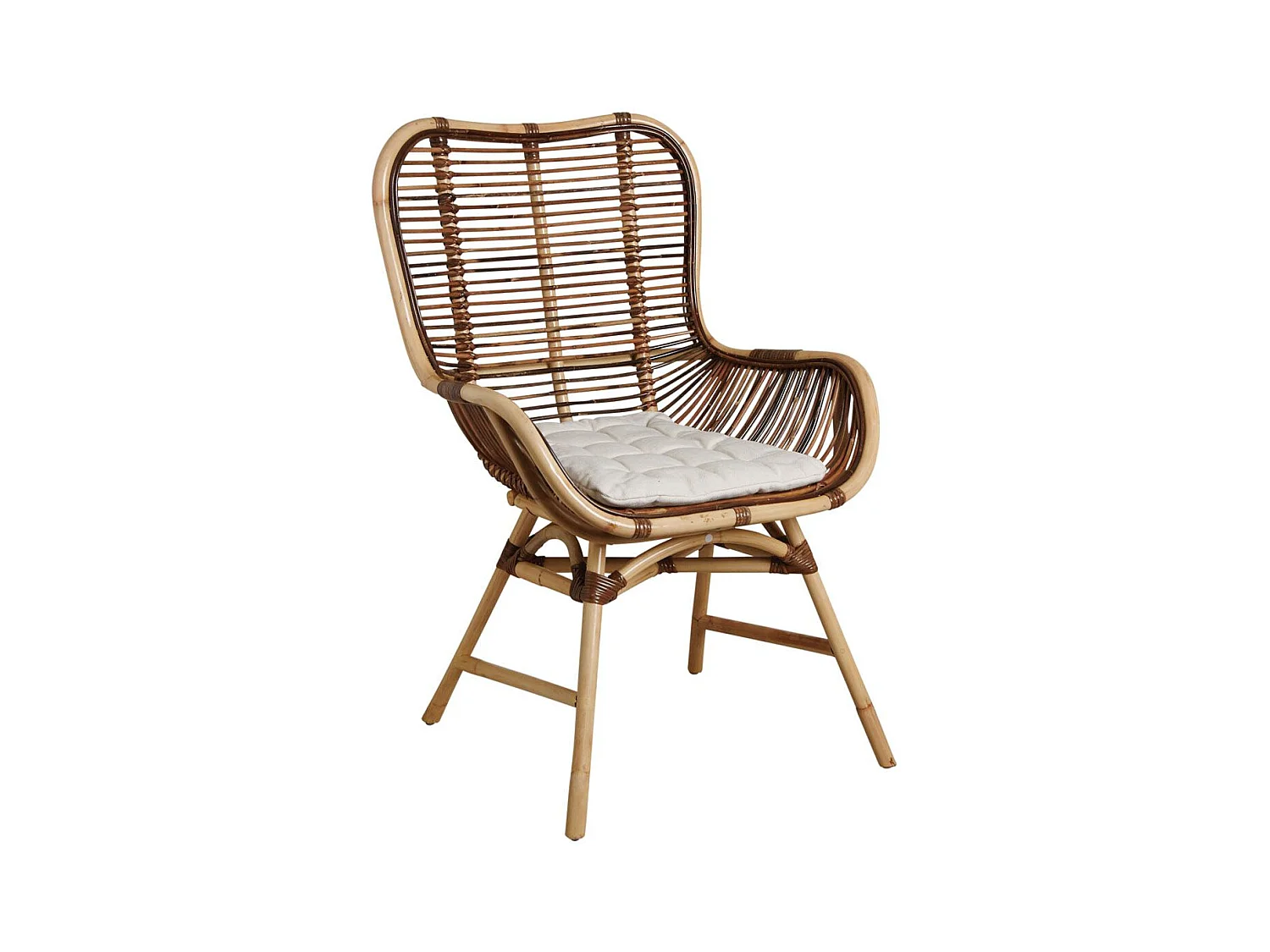 Fauteuil en rotin croco avec coussin Bontang