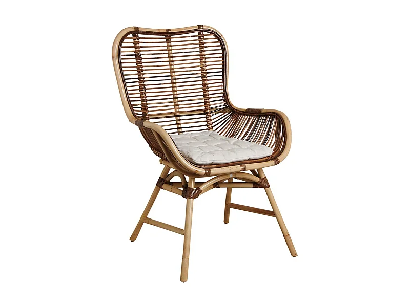 Fauteuil en rotin croco avec coussin Bontang