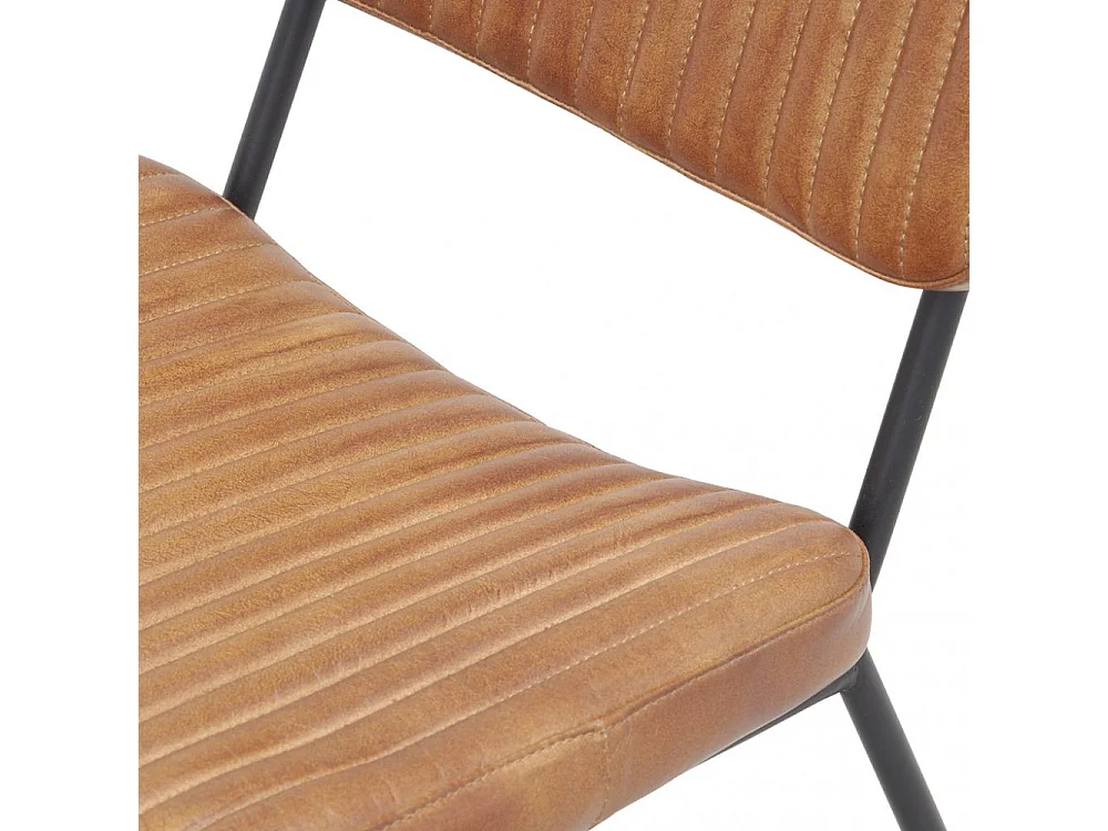 Fauteuil vintage et repose-pieds cuir de buffle