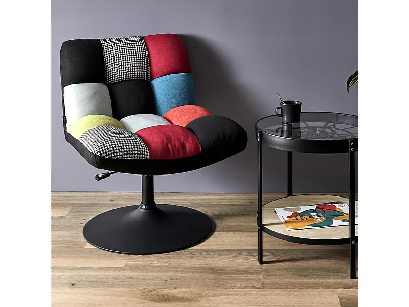 Fauteuil Pivotant Anton Patchwork Multicolore
