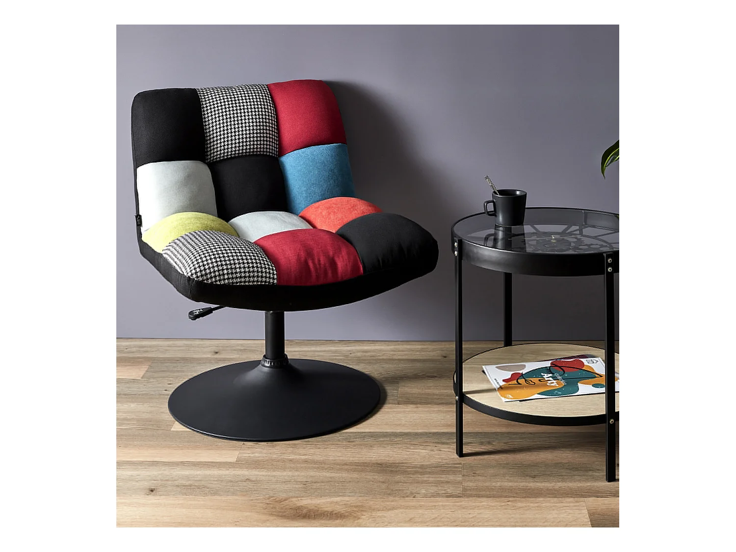 Fauteuil Pivotant Anton Patchwork Multicolore