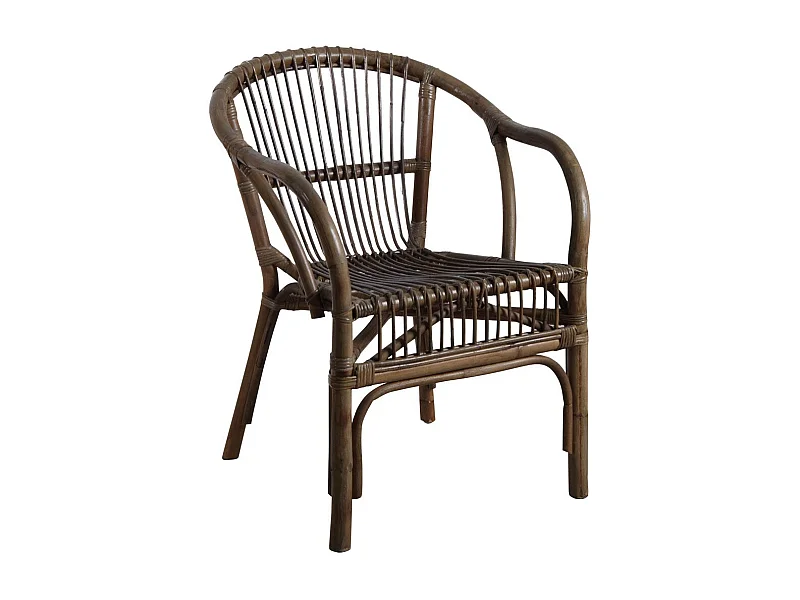 Fauteuil en rotin gris Bandung