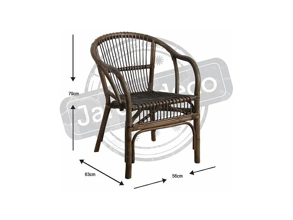 Fauteuil en rotin gris Bandung