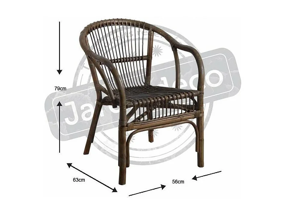 Fauteuil en rotin gris Bandung