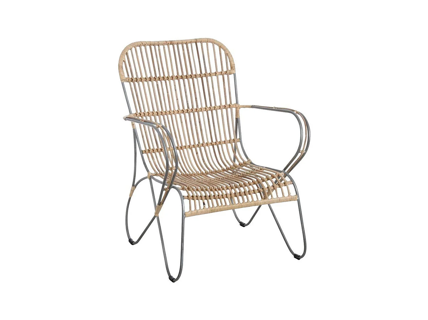 Fauteuil en métal et rotin naturel