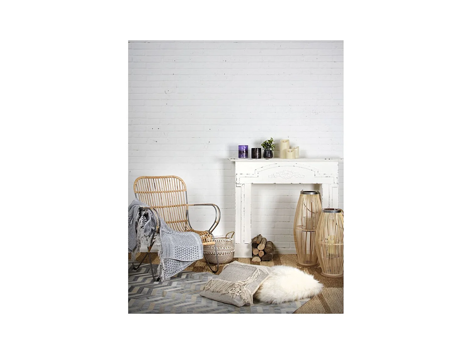 Fauteuil en métal et rotin naturel