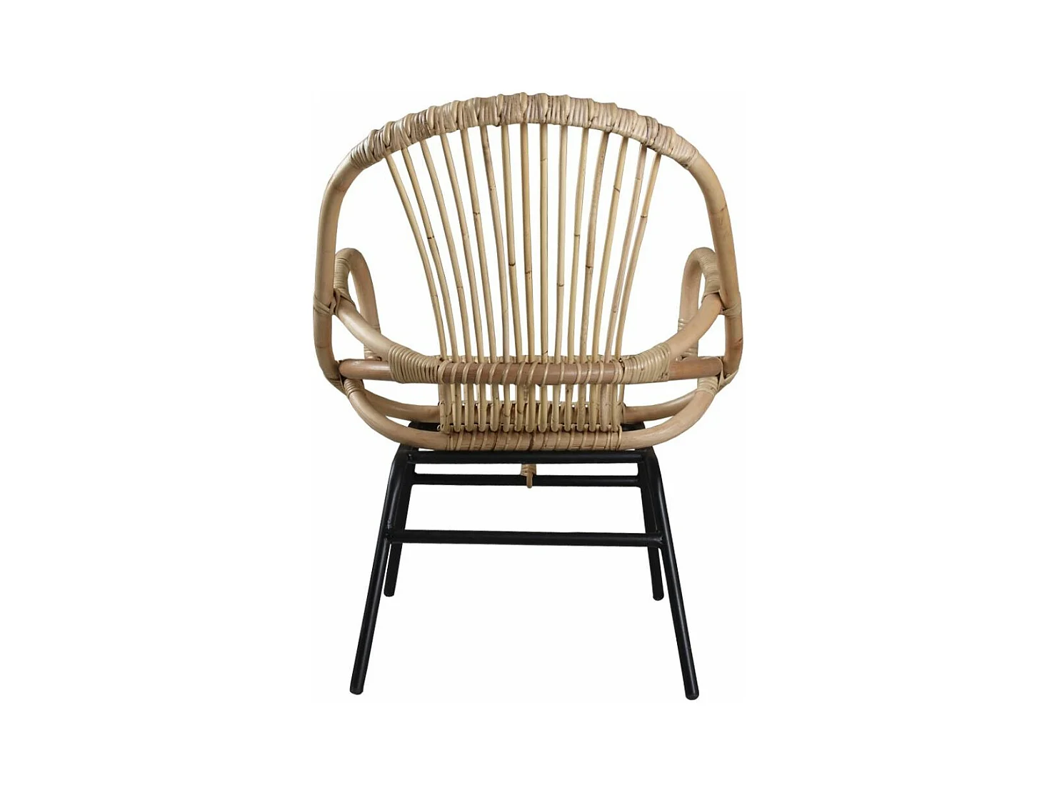 Fauteuil coquille en rotin et métal Ema