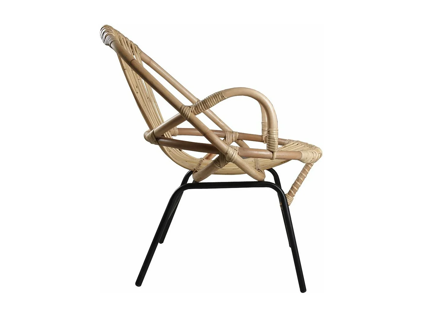 Fauteuil coquille en rotin et métal Ema