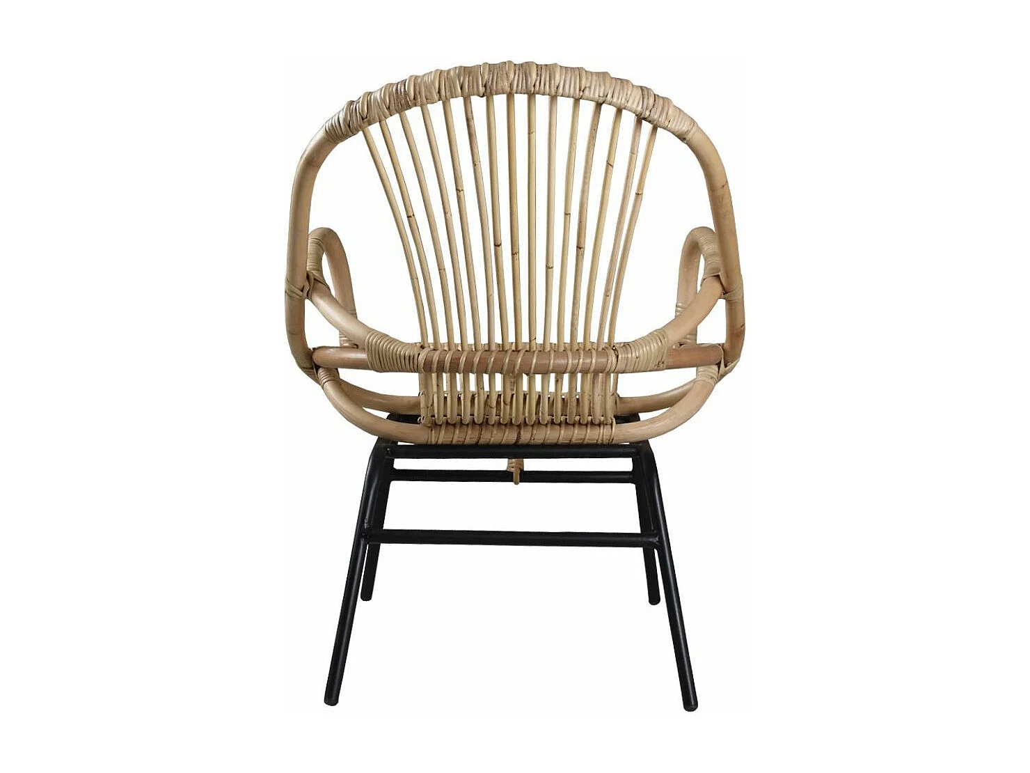 Fauteuil coquille en rotin et métal Ema