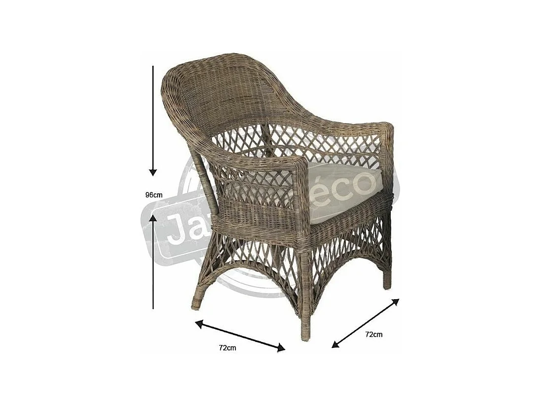 Fauteuil en rotin gris avec coussin Polo