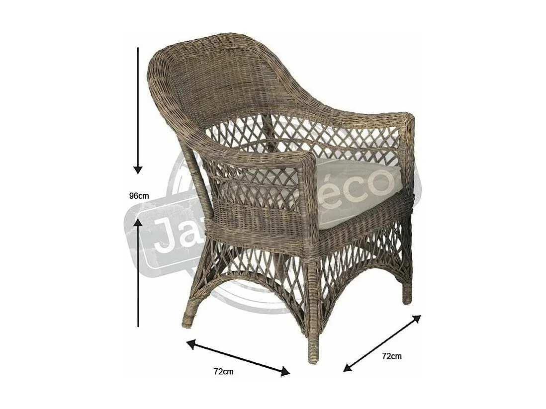 Fauteuil en rotin gris avec coussin Polo