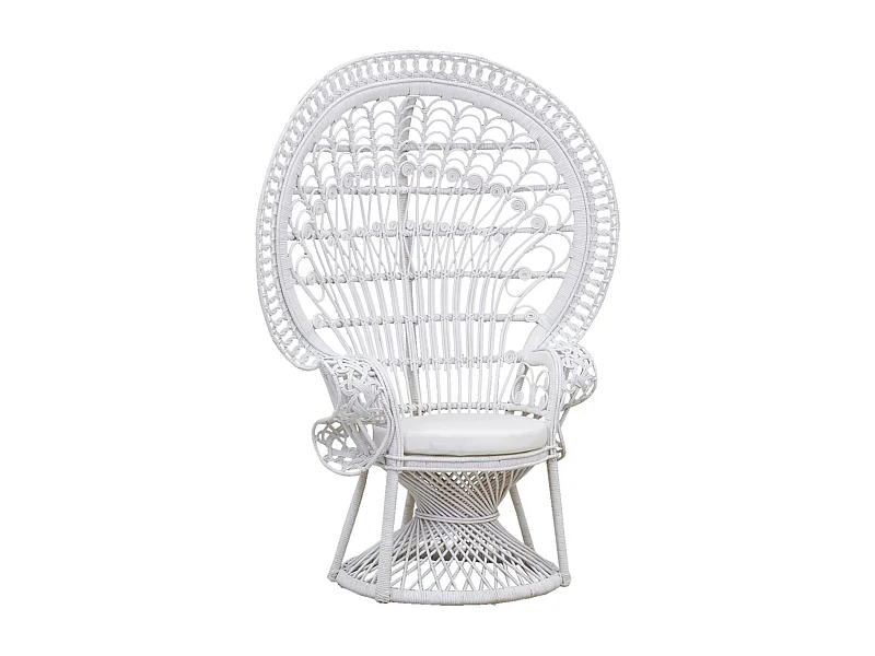 Fauteuil Emmanuelle artisanal en rotin Rotin laqué blanc