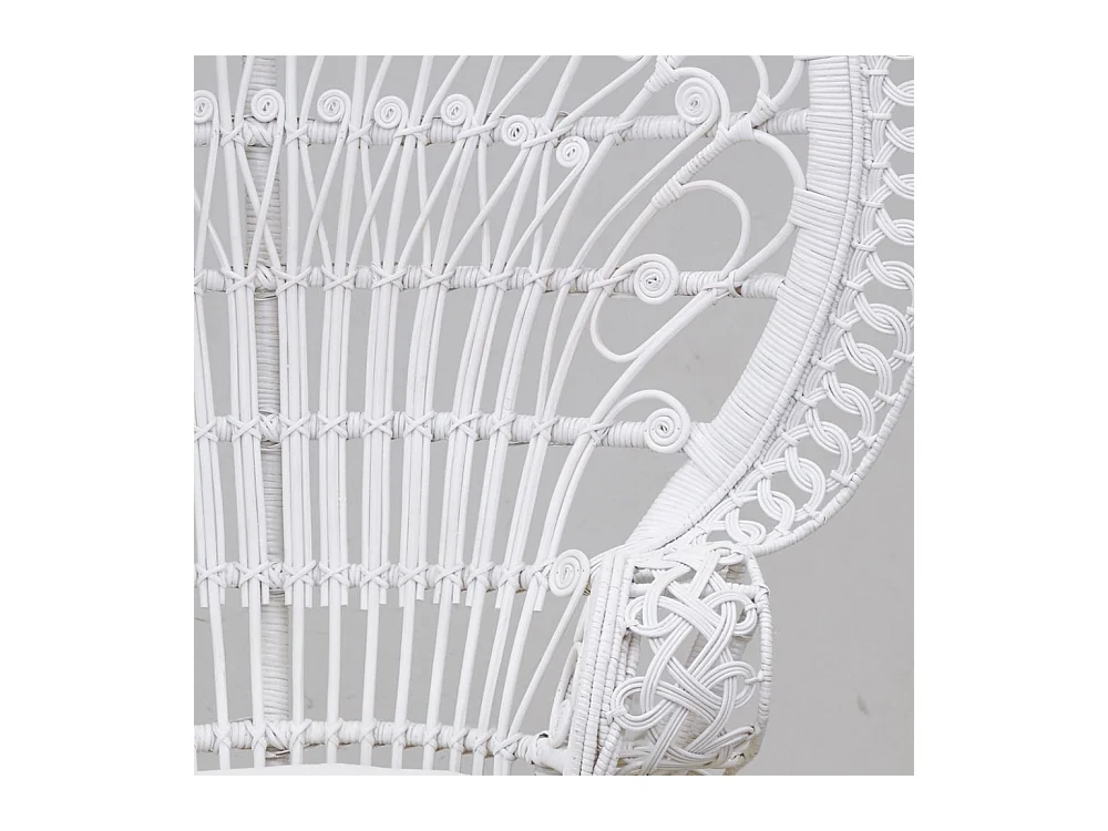 Fauteuil Emmanuelle artisanal en rotin Rotin laqué blanc