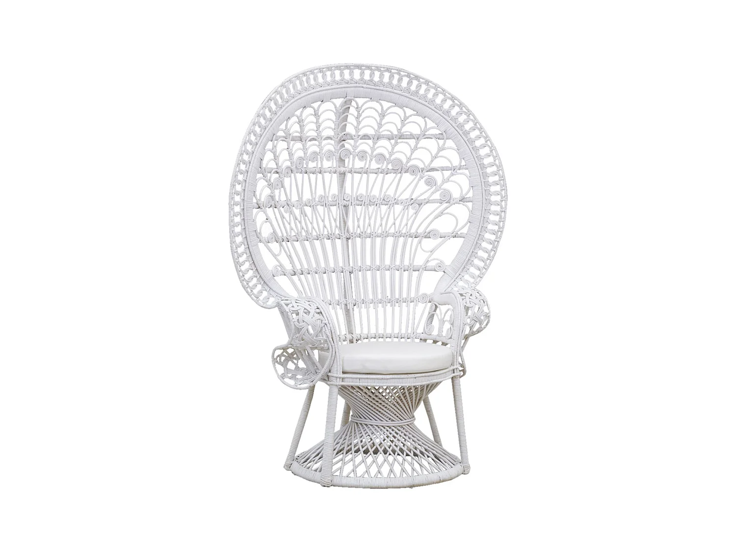 Fauteuil Emmanuelle artisanal en rotin Rotin laqué blanc