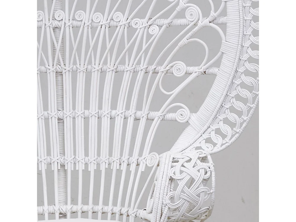 Fauteuil Emmanuelle artisanal en rotin Rotin laqué blanc