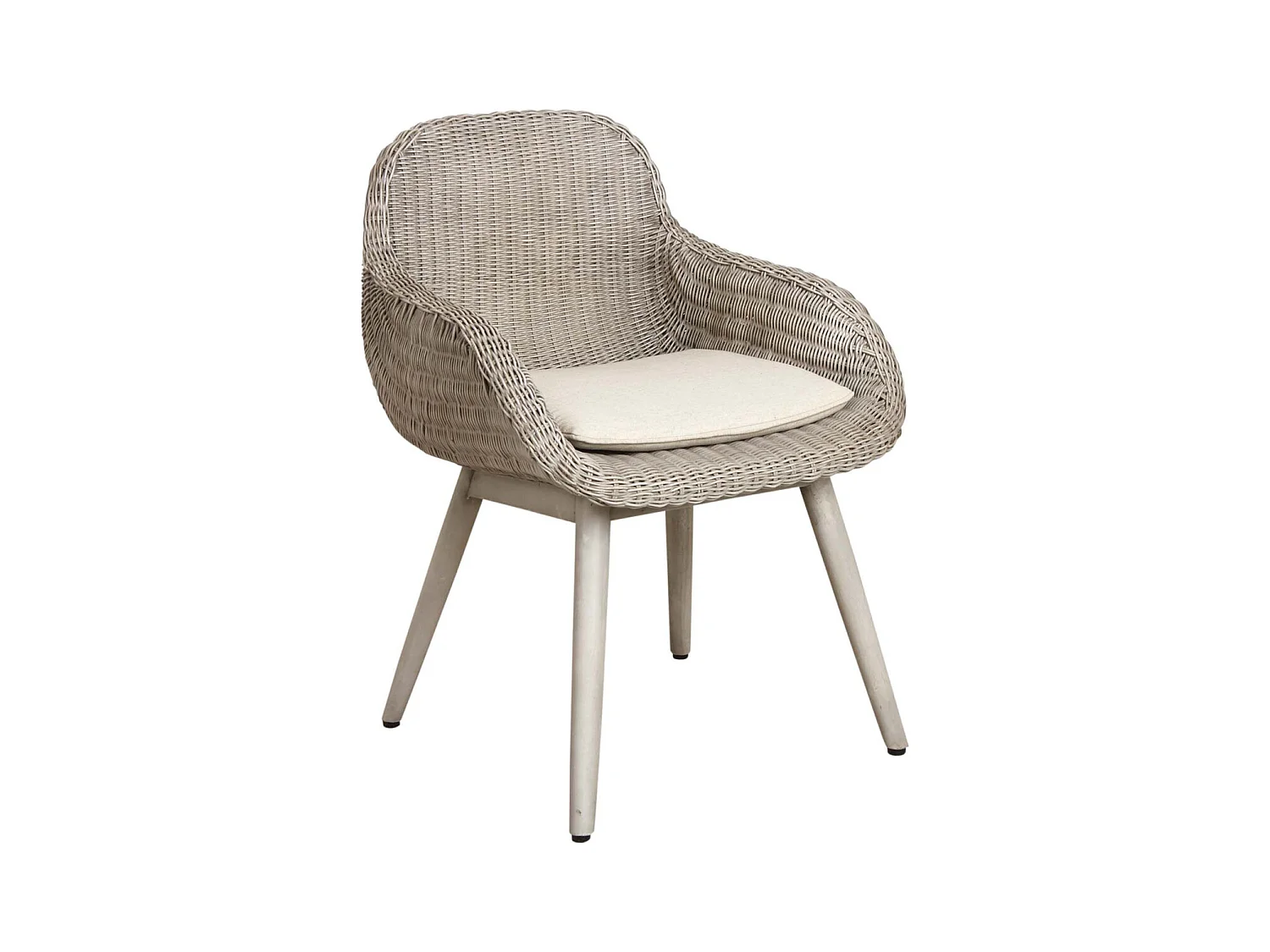 Fauteuil en rotin gris et bois