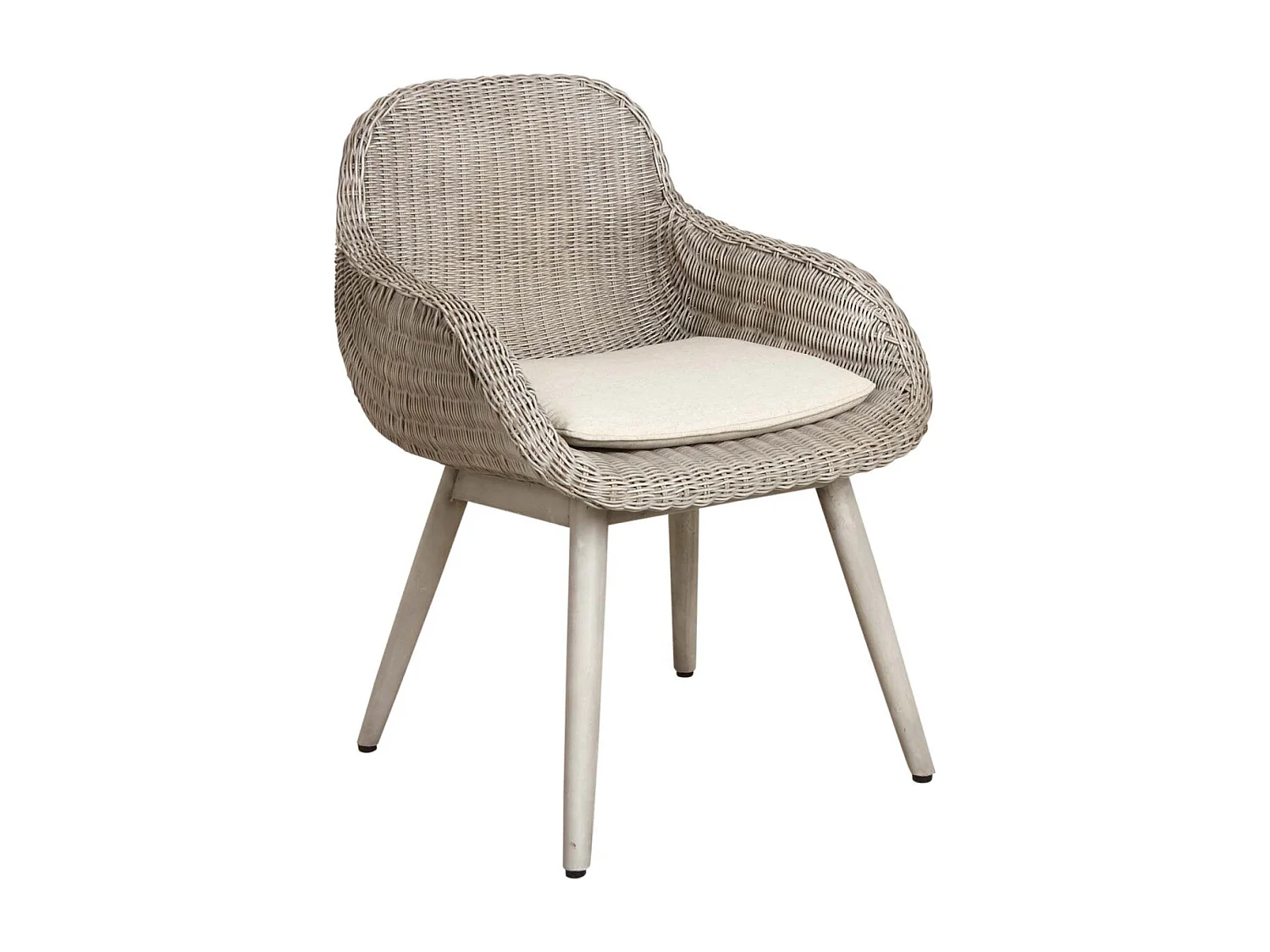 Fauteuil en rotin gris et bois
