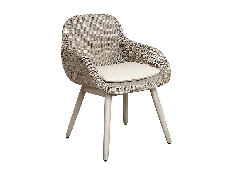 Fauteuil en rotin gris et bois