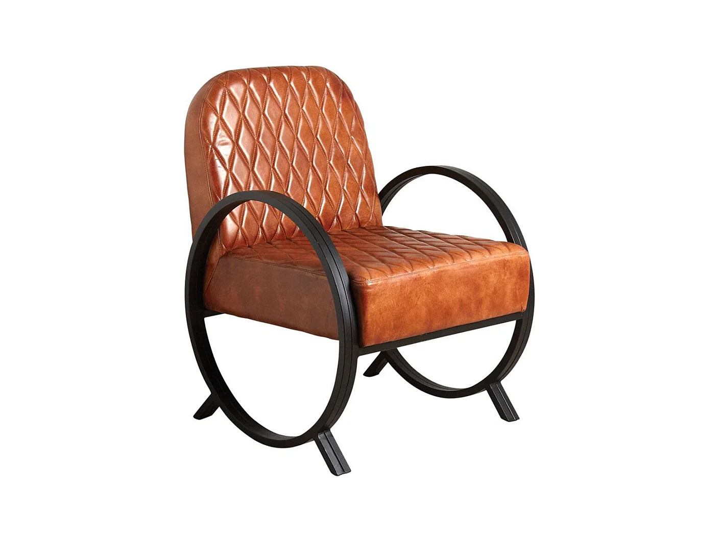 Fauteuil en cuir de buffle véritable et métal