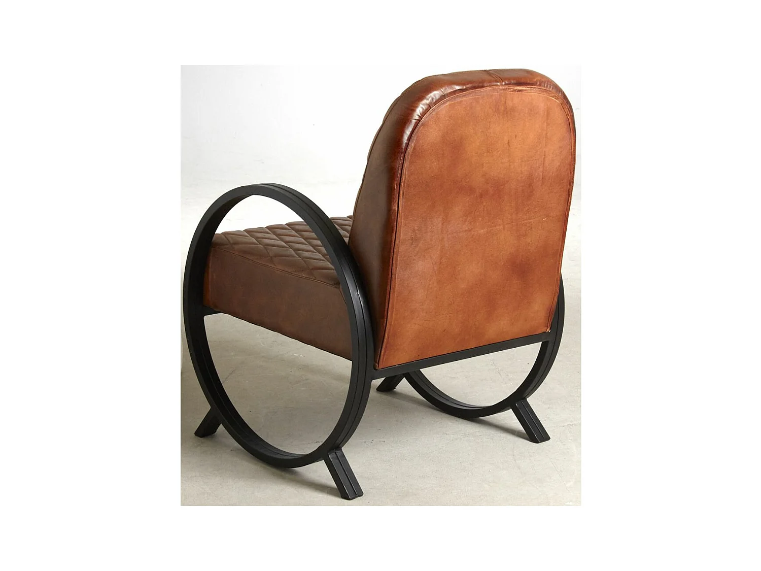 Fauteuil en cuir de buffle véritable et métal
