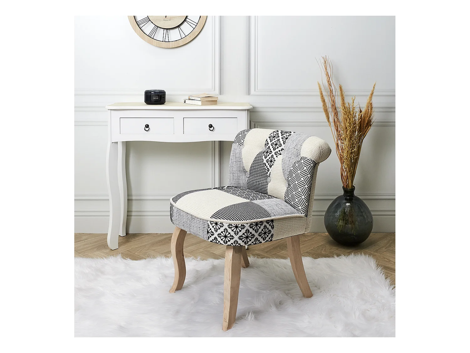 Fauteuil Eleonor Patchwork Gris Gris, Multicolore