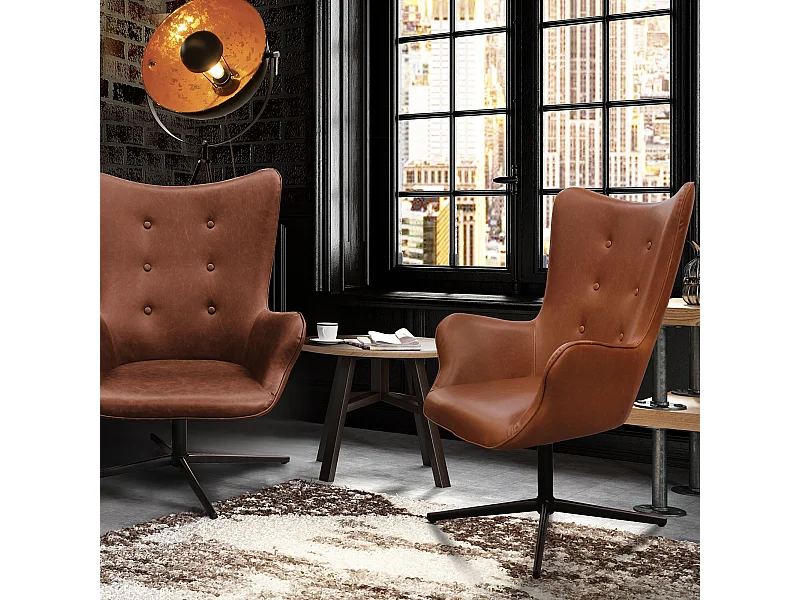 Fauteuil Helsinki Pu Marron Marron